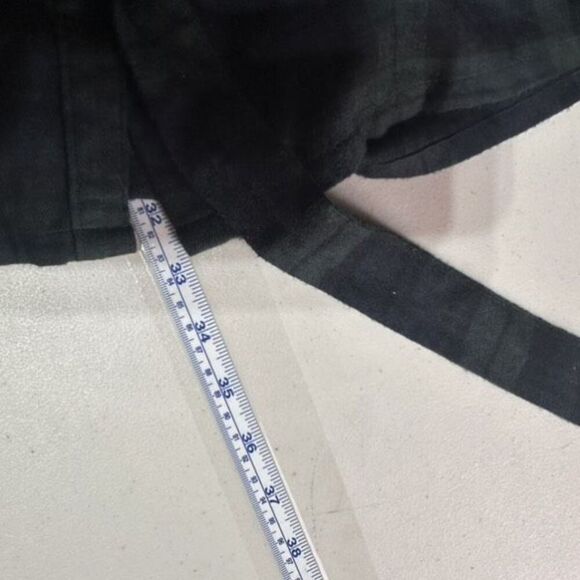 Abercrombie & Fitch A&F Navy Plaid Flannel Belted Shirt Dress Small Soft Preppy - Picture 7 of 9